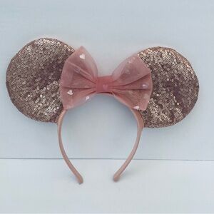 Disney Princess Minnie Mouse Ears Headband Rose Gold Sequin